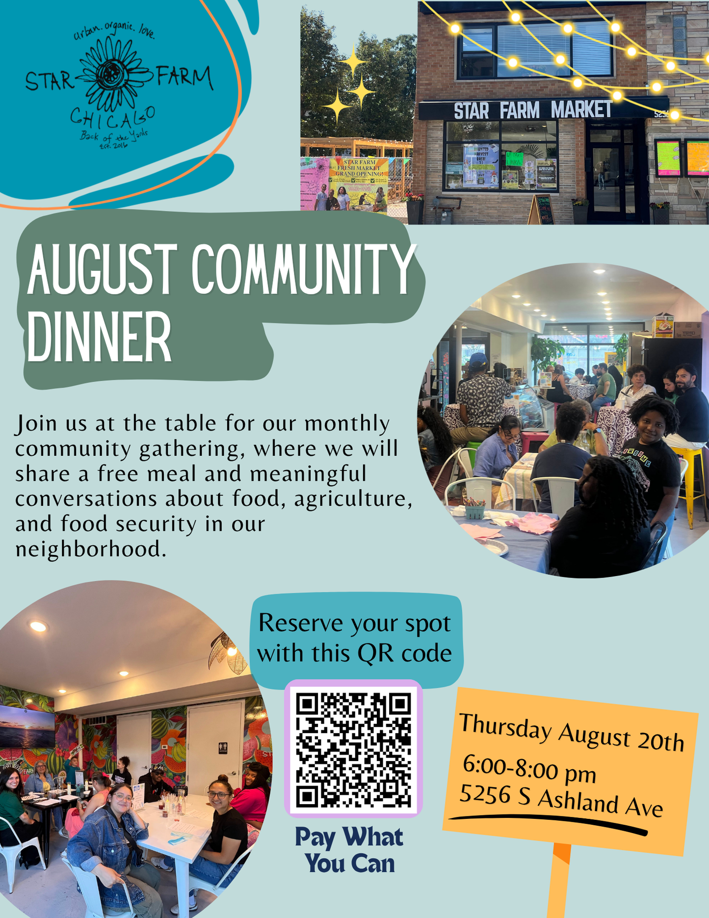 August Community Dinner Ticket (Sliding Scale)